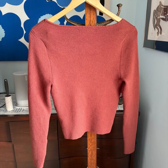 Abercrombie Scoopneck, Ribbed Corset Rust Brown Sweater Top size L - Picture 5 of 8
